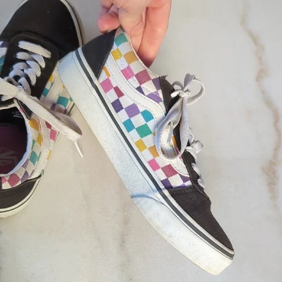 Vans Multicolor Checkered Lace-Up Sneakers Size 3 (Kids) - Picture 3 of 9